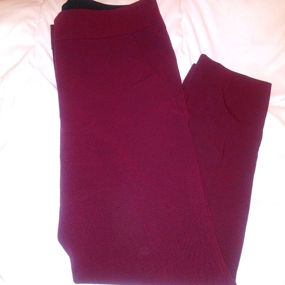 Loft burgandy ankle pants 6